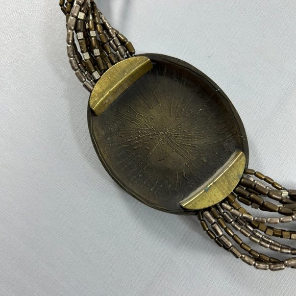 Chicos Metal Medallion Belt Multistrand Beaded Chain Womens Bronze Color Boho - Picture 6 of 11